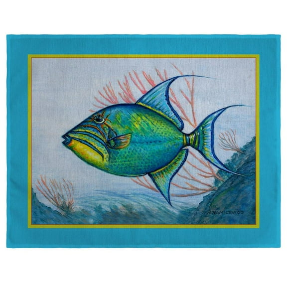Betsy Drake Interiors Trigger Fish Border Place Mat Set of 4
