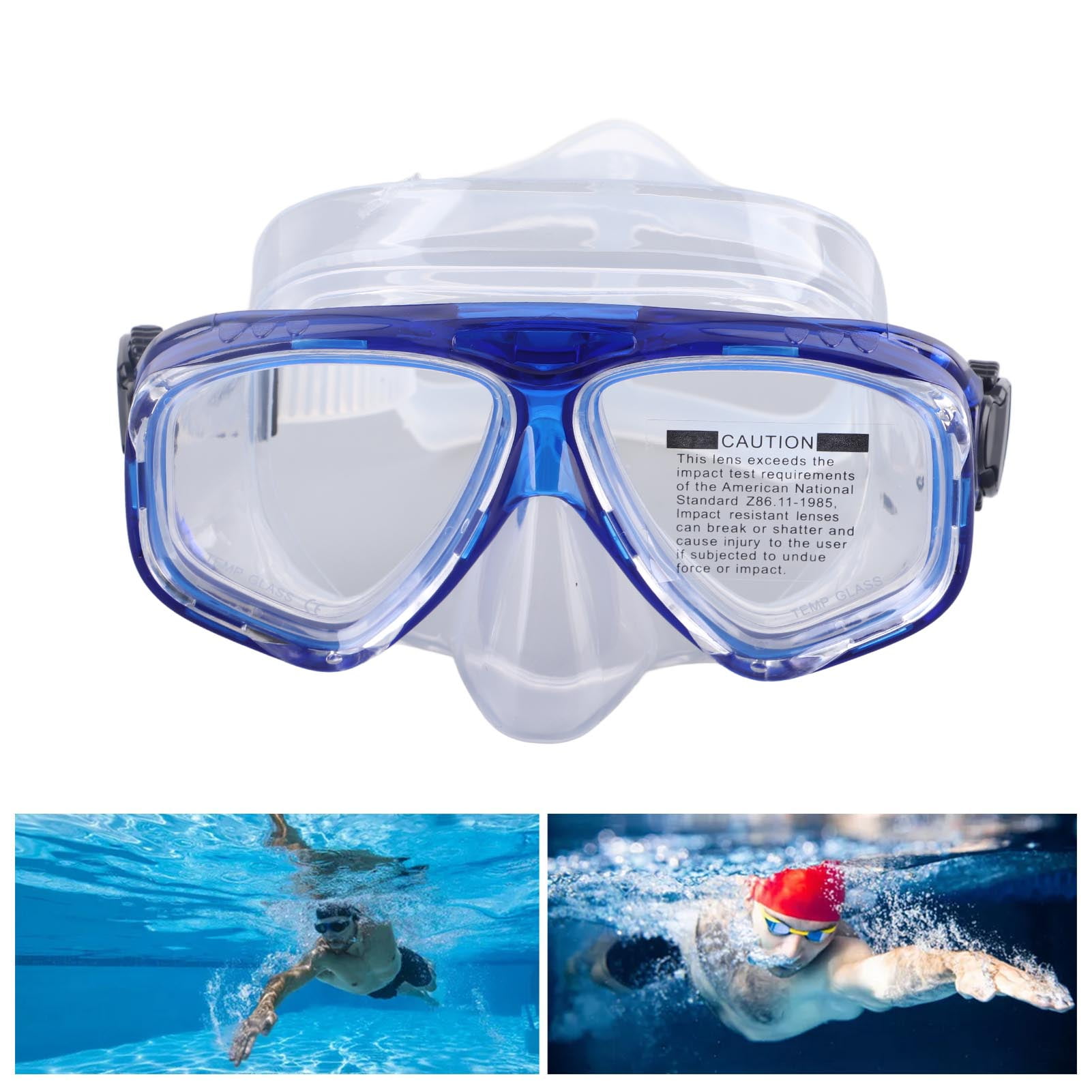 Swim Goggles Nose Cover Clear Vision Silicone Tempered Glass Lens Diving Goggles Anti Leakage Blue for Training Walmart
