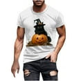 thumbnail image 2 of Pisexur Chemises pour Hommes Chandail pour Hommes Blouse/t-Shirt d'Halloween Imprimé à Col Rond à Manches Courtes Blanc, TG, 2 of 5