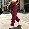 thumbnail image 6 of Maplenight Womens Cargo Pants Elastic Waist Button Hiking Pants Casual Travel Work Trousers with Multi Pockets, 6 of 8