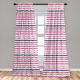 thumbnail image 4 of Ambesonne Watercolor Curtains, Grunge Wavy Zigzags Fun, Pair of 28"x84", Pink Coral and Royal Blue, 4 of 4