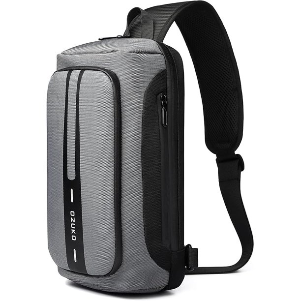 OZUKO Bolso Bandolera Antirrobo, Mochila Grande Impermeable para Bolso de Hombro con Carga USB, Mochilas Casuales Ligeras (Gris)