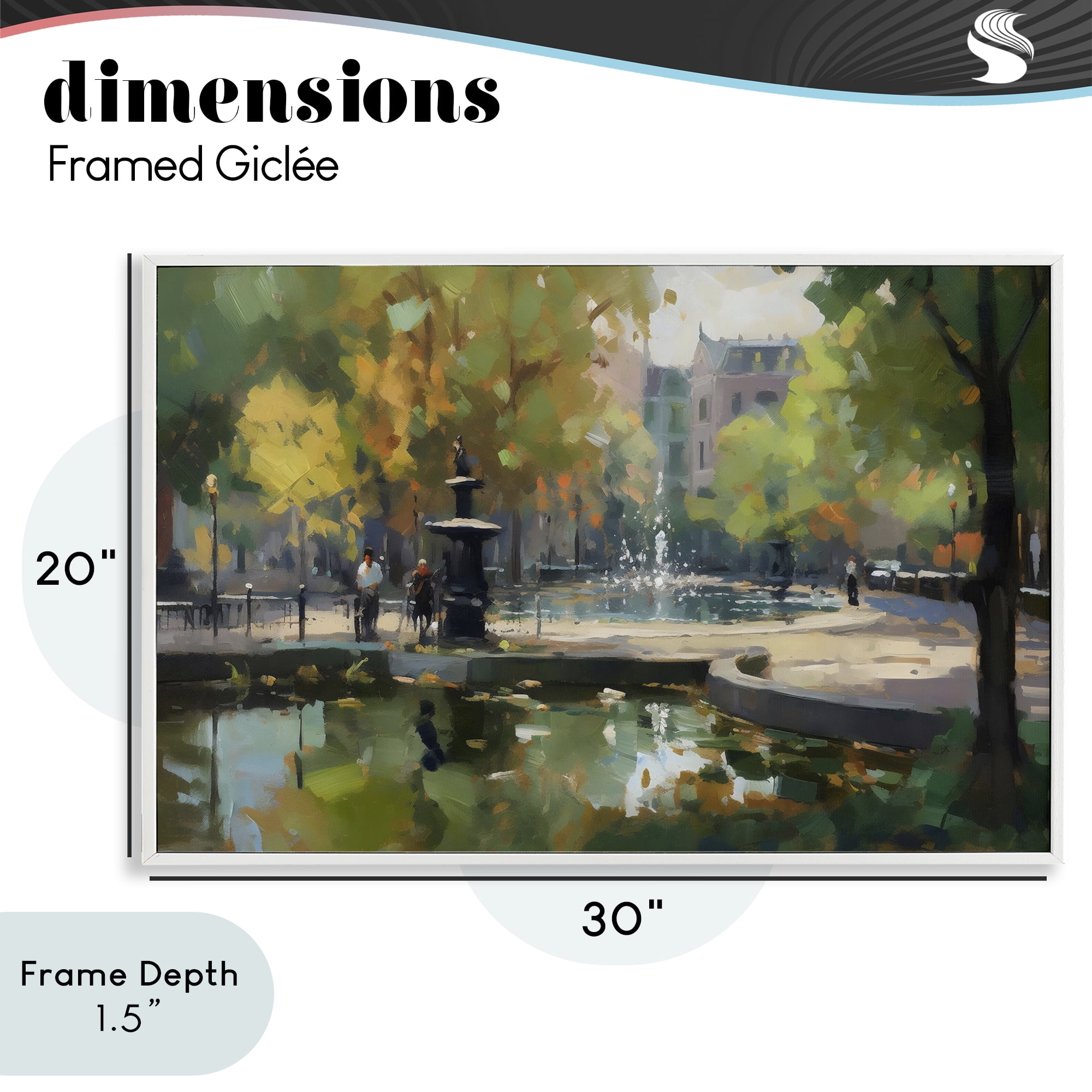 Stupell Industries Autumn Reflections at Park Fountain White Framed Giclee Art, design by Creative Studio