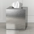thumbnail image 2 of nu steel Metropolitan Metal Square Facial Tissue Box Cover Holder for Bathroom Vanity Countertops, Bedroom Dressers, Night Stands, Desks and Tables-Shiny/Hammered, 2 of 6
