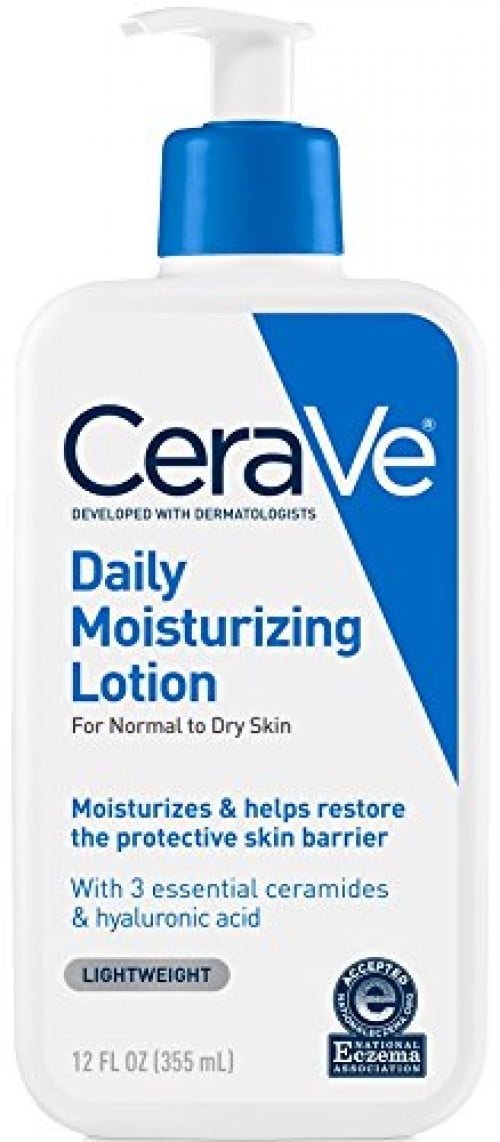 CeraVe Daily Moisturizing Lotion 12 oz with Hyaluronic Acid and Ceramides for Normal to Dry Skin
