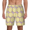 thumbnail image 2 of Picia Yellow Lemon Slices pattern Mens Swim Trunks with Compression Liner Stretch Beach Shorts Quick Dry with Zipper Pockets No-Chafing Board Shorts-Large, 2 of 9