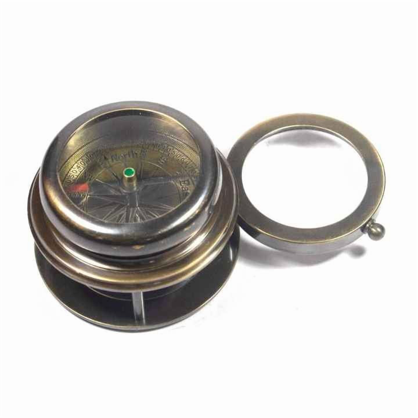 Brass Magnetic Antique Drum Compass Nautical Engravable Personalized Travelling Camping Hiking Pocket Gift Compass