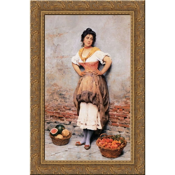 Unknown 18x24 Gold Ornate Wood Framed Canvas Art by Blaas, Eugene de