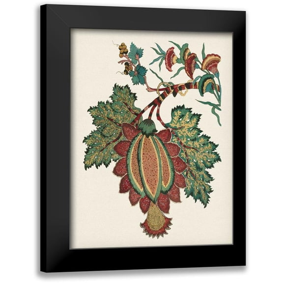 Vision Studio 12x14 Black Modern Framed Museum Art Print Titled - Small Jacobean Floral II