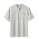 thumbnail image 1 of Playeras Elvqul para Hombre Casuales Gris Algodón Lino Manga Corta Liso Cuello Redondo, 1 of 4