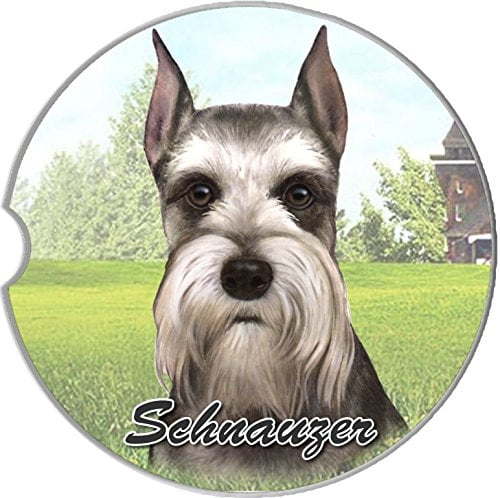 AD-S2SC Schnauzer Dogs Single Leather Photo Coaster Animal Breed Gift 