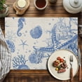 thumbnail image 2 of Placemats Set of 6, Conch Starfish Place Mats Blue Shell Seahorse Tablemats Washable Placemat Table Decoration for Kitchen Table Dinner Party Home Decor Indoor Outdoor 13x19 Inch, 2 of 9