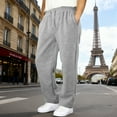 thumbnail image 2 of LWavelet Men's Straight Leg Joggers - Drawstring Waist Soft Fabric Casual Daily & Lounge Comfortable Pants Light Gray 2XL, 2 of 6