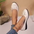 thumbnail image 6 of Women Dressy Flat Shoes Slip on Office Work Shoes with Front Bowknot, Ladies Business Casual Comfortable Low Heels Shoes Outdoor Wear Versatile Plus-Size Loafers, 6 of 10