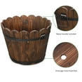 thumbnail image 6 of Tcbosik 3PCS Ourdoor Reinforced and Anticorrosive Carbonized Chinese Fir Planting Pot Flower-Shaped Barrel with Metal Handle and Predrilled Drainage Hole, Carbonized Color, 6 of 10