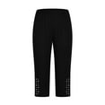 thumbnail image 3 of Women's Capri Leggings - Summer Rhinestone High Waist Yoga Compression Pants, 3 of 4