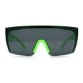 thumbnail image 4 of Polarized 80s Mens Flat Top Bold Shield Lens Rimless Skeleton Arm Sunglasses Green, 4 of 8