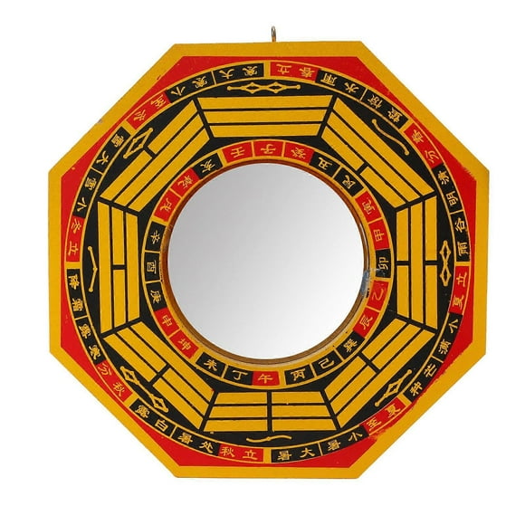 Bagua Mirror Feng Shui 8in Convex Appearance Wood Particle Board Metal Chinese Feng Shui Decoration for Housewarming Gift