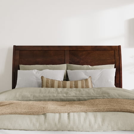 AFI Portland Queen Sleigh Solid Wood Panel Headboard with Attachable Charger Walnut