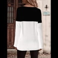 thumbnail image 4 of Camisetas de Punto Gofre para Mujer, Camisetas de Larga con Bloques de Color y Detalle de Botones, Túnicas y Negro XL, 4 of 7