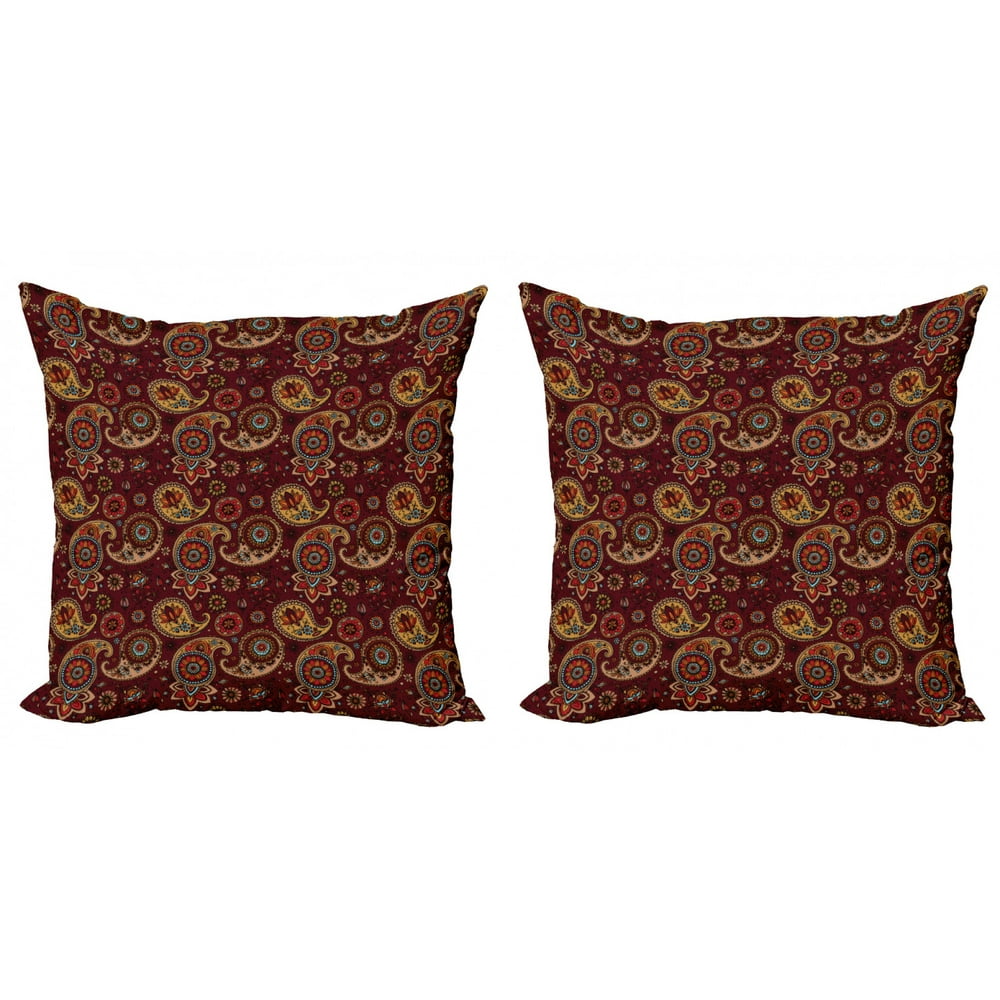Paisley Throw Pillow Cushion Cover Pack of 2, Middle Pattern Tribual