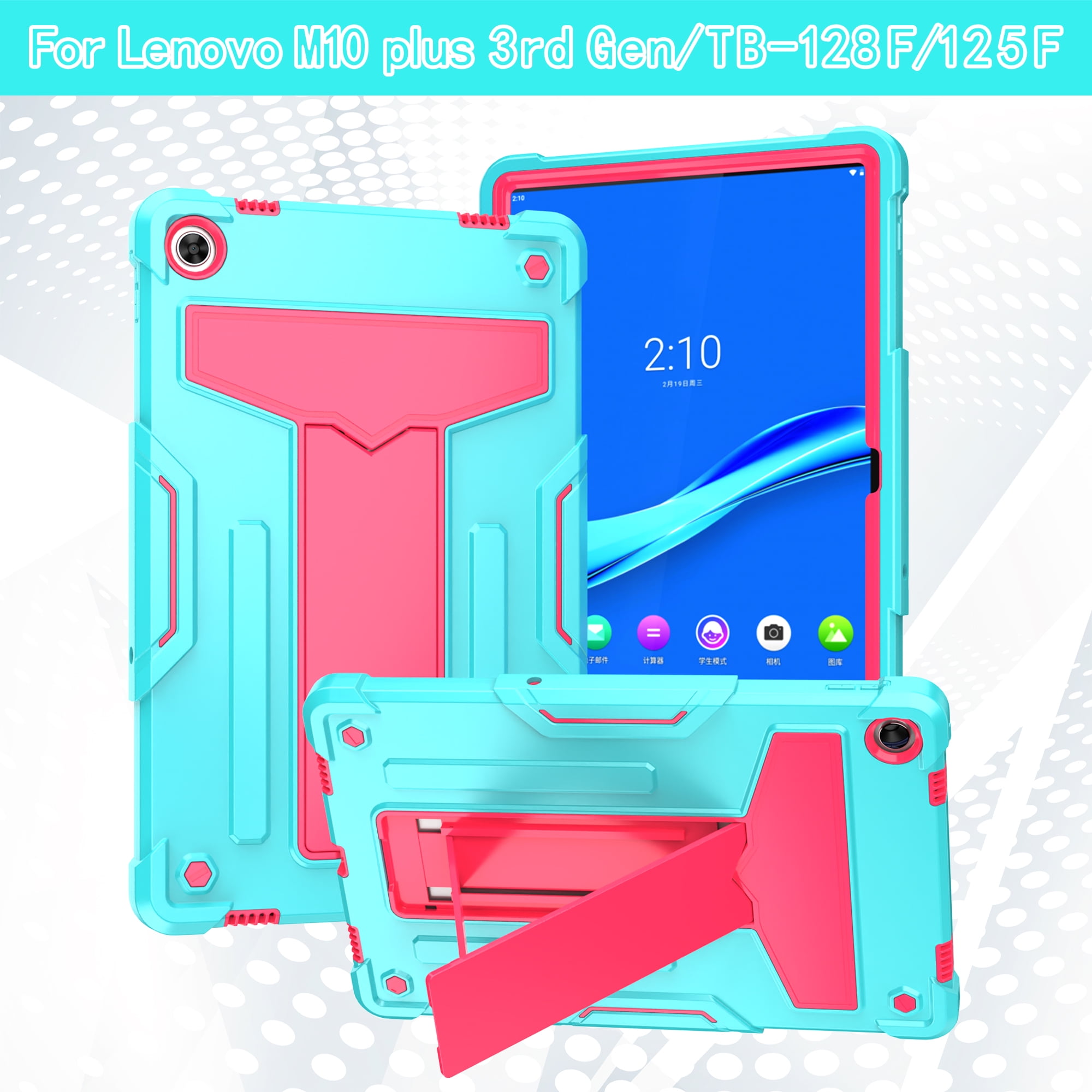 BONAEVER For Lenovo Tab M10 Plus 3rd Gen 10.6 inch Case Model  TB-125FU/TB-128FU/TB-128XU with Screen Protector Drop-Proof Protection Case  with 360° Rotating Stand & Shoulder Strap & Pen Holder 