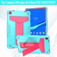 thumbnail image 2 of for Lenovo Tab M10 Plus (3rd Gen) 2022 10.6 inch TB-125F/TB-128F Tablet Case, Silicone Hard Back Kids Friendly Cover Built in Stand Shockproof Heavy Duty Protection for M10 Plus 3rd,Mint+Rose, 2 of 4