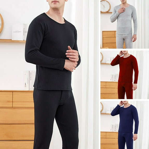 2Pcs/Set Men’s Cotton Thermal Underwear Set Shirt Pants Long Johns