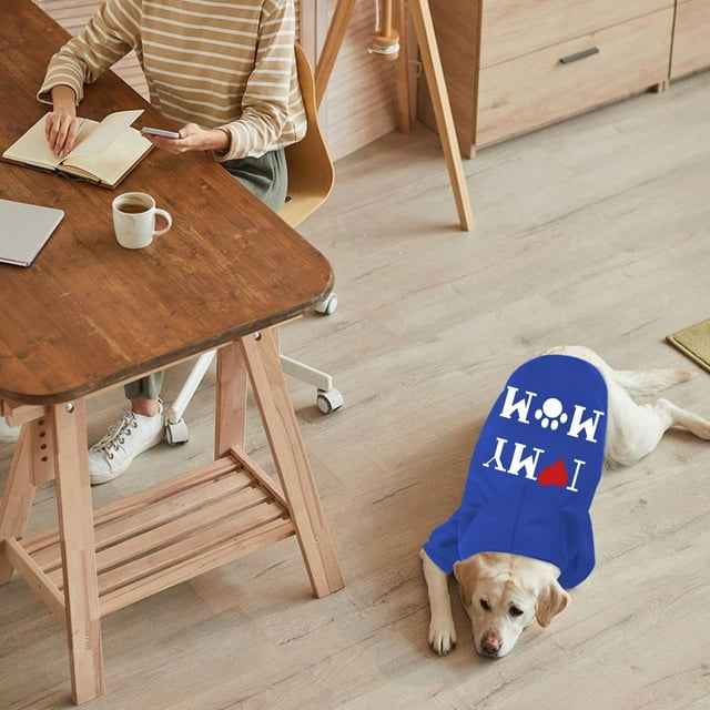 Stylish Dog Hoodie for Small Dogs - Soft Polyester Pet Sweater with 'I Love My Mom' Design, Comfortable & Warm Puppy Clothes, Easy Care Machine Washable, Perfect for Fashionable Pets