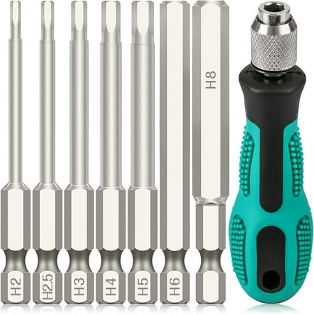 

K Kwokker 7PCS Metric Hex Head Allen Wrench Drill Bits Set with Magnetic Handle Screwdriver 75mm