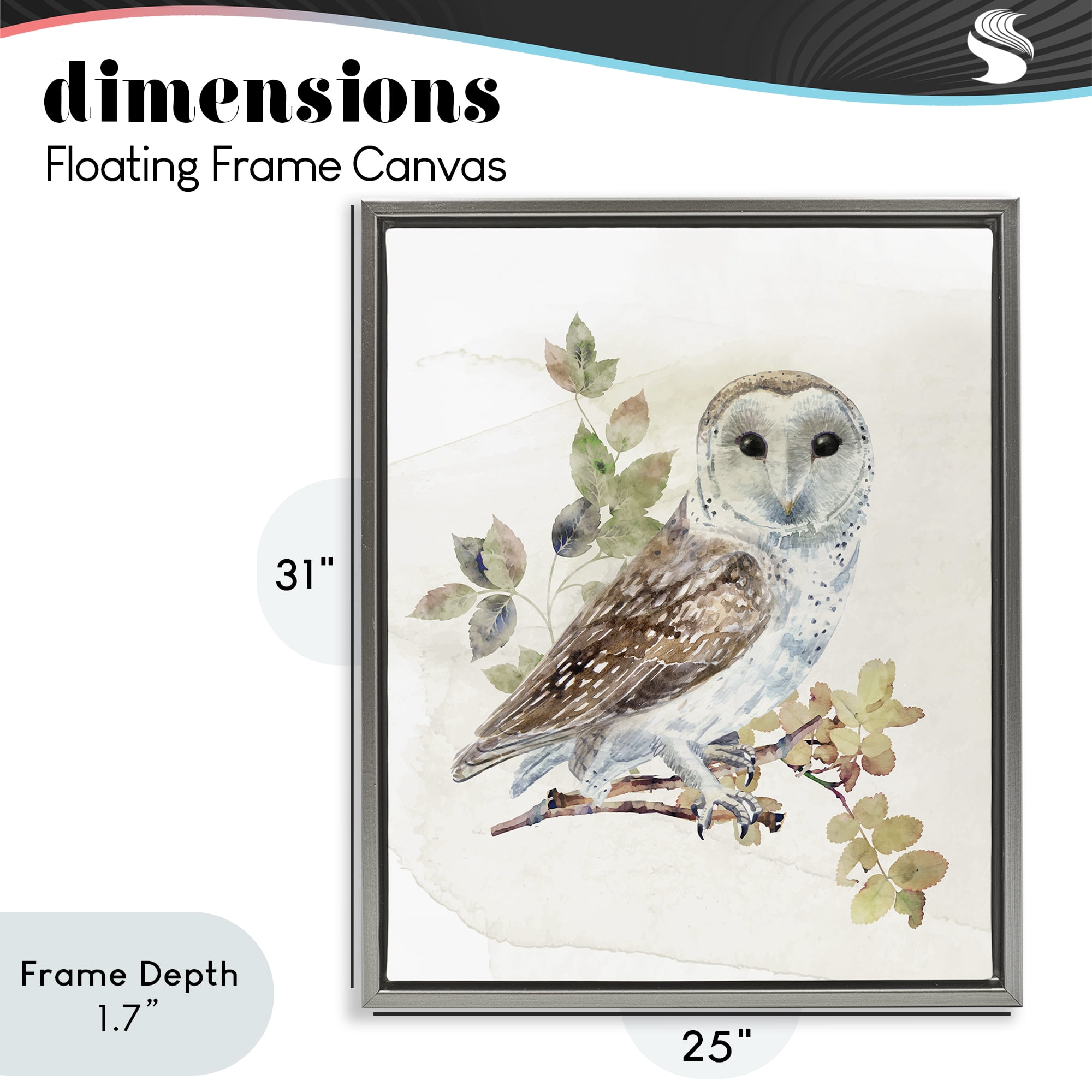 Stupell Industries Owl Among Autumn Leaves Gray Framed Floater Canvas Wall Art, design by CAD Designs