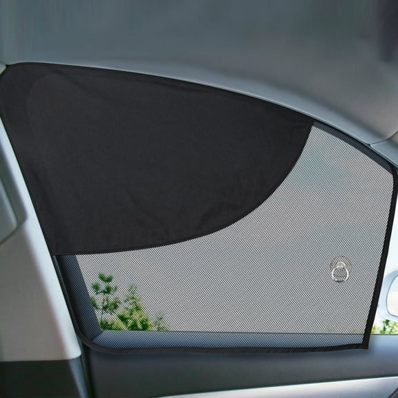Front Window Sun Shade, 2 Pack Half Blackout & Half See-Through Magnetic Car Side Window Sunshades with Fixed Suction Cup, Car Window Curtain UV Protection for Driver