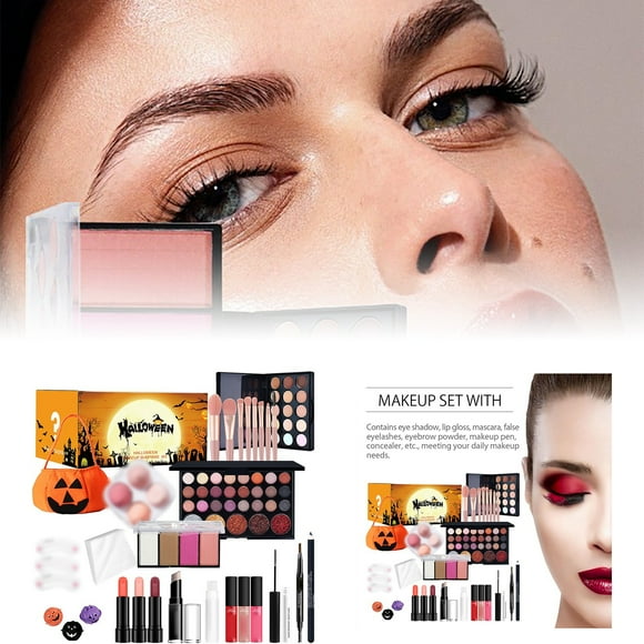 Makeup Set Pumpkin Packaging Set Full Makeup Set For Girls Eye Shadow Foundation Concealer Liquid Foundation Makeup Powder Ladies Full Face Wart Remover Skin Care Products for Teen Girls