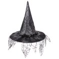 thumbnail image 1 of Sombrero de bruja Taian para Halloween, sombrero de mago de malla, accesorios de maquillaje para disfraces, sombrero de bruja para baile de graduación, sombrero de bruja (negro) ZefeiWu 8390615452175, 1 of 1