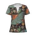 thumbnail image 3 of Naloa Rich Fish Print T-Shirts Short Sleeve V Neck Tees for Women Fashion Tops Trendy Lightweight Soft Casual Summer Outfits Clothes, 3 of 5