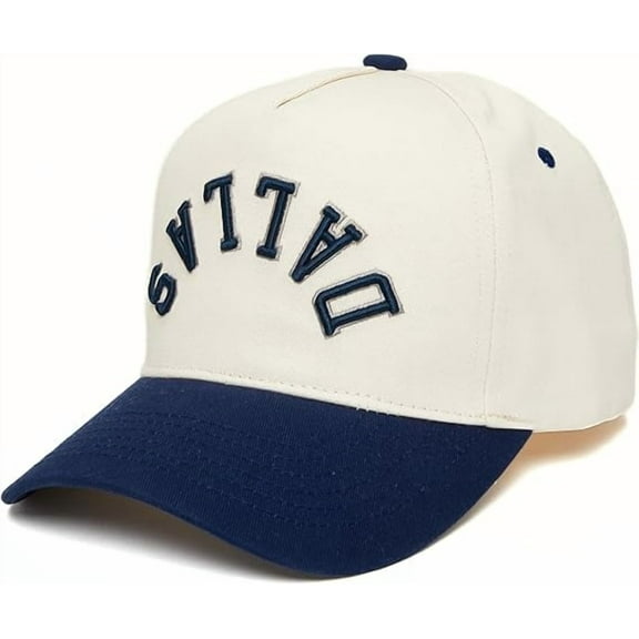 Dallas Embroidered Hat, Adjustable Baseball Cap with Retro Arched Lettering, Classic Curved Brim Cap for Men and Women, Stylish Everyday Headwear for Travel, Sports, Casual Outfits