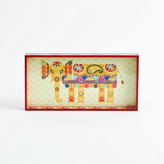 Chumbak Trunkloads of Love Serving Tray, Art Deco, Multicolor, 11.8 x 5.9 in