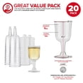 thumbnail image 2 of Copa de vino de plástico transparente de 5 oz (paquete de 20) - Libre de BPA y reciclable - Copa de vino irrompible - Vasos desechables y reutilizables para champán, postres, muestras de comida,, 2 of 4
