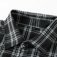 thumbnail image 6 of Plaid Print Shirt for Men Lightweight Long Sleeve Button Down Blouses Fall Casual Striped Collar Loose Top (Black 2XL), 6 of 6