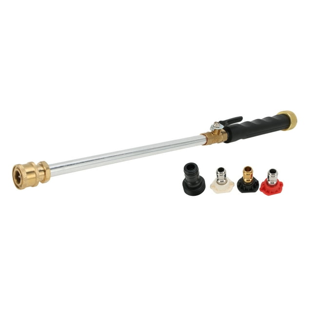 Boquilla de manguera de agua de alta resistencia Unique Bargains, boquilla de jardín de alta presión ajustable para lavado de vehículos al aire libre, aleación de aluminio, cobre, TPR, negro, 1 pieza