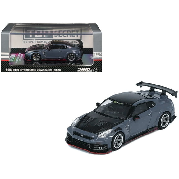 2024 Nissan GT-R (R35) Nismo Gray with Carbon Hood and Top "Hong Kong Toy Car Salon 2024" 1/64 Diecast Model Car by Inno Models