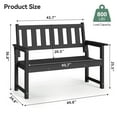thumbnail image 3 of Outdoor Bench, 50’’ All Weather and Fade Resistant Memorial Bench, 2-Person HDPE Garden Bench, Low Maintenance Park Bench for Garden, Porch and Patio, Black, 3 of 6