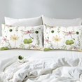 thumbnail image 4 of Full Watercolor Flower Bed Sheets, Olive Green Beige Dragonfly Floral Fitted Sheet Teens Women, Minimalist White Bedding Set Branches Pastoral Bed Set, 2 Pillow Cases(No Top Sheet), 4 of 6
