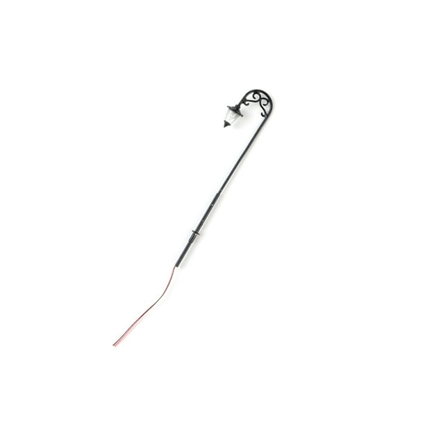 Cateissary Modelo de lámpara de vía férrea, poste de luz LED de Metal, patio de recreo para jardín, pista de luz en miniatura, artesanías, accesorios Artesanía Negro (blanco cálido) Cateissary HA066593-02
