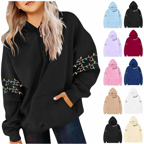 Piuwrlz Girl Winter Hoodies Kids Hood Sweatshirts Loose Pocket Round Neck Hoodie Khaki Size 150