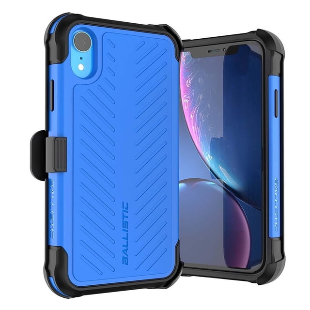 Funda BALLISTIC TJ Maxx para iPhone XR Azul Protector Uso Rudo con Clip y Mica Ballistic