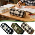 thumbnail image 6 of Hyknon Classic Checkered Pencil Cases, Large Capacity Pencil Case Pouch with Zipper, Soft Stationery Bag with Handheld, Multi-Functional Stationery Pouch for Makeup Office Travel Daily, Coffee, 6 of 6
