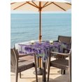 thumbnail image 4 of Square Outdoor Tablecloth with Umbrella Hole Spring Flowers Outside Table Cloth Waterproof Patio Table Cover Purple Botanical Floral Wooden Grain Zipper Tablecloths for Picnic Camping 60x60 Inch, 4 of 8