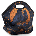 thumbnail image 2 of Herdesigns Vintage Neoprene Lunch Bag, Black Birds Insulated Lunch Box for Women Men Washable Lunch Tote Soft Lunch Container With Zipper for Work Picnic Travel, 2 of 7