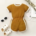 thumbnail image 3 of Yutk Newborn infant Boys Girls Short Sleeve Romper Bodysuit with Shorts Outfits Yellow, 3 of 8
